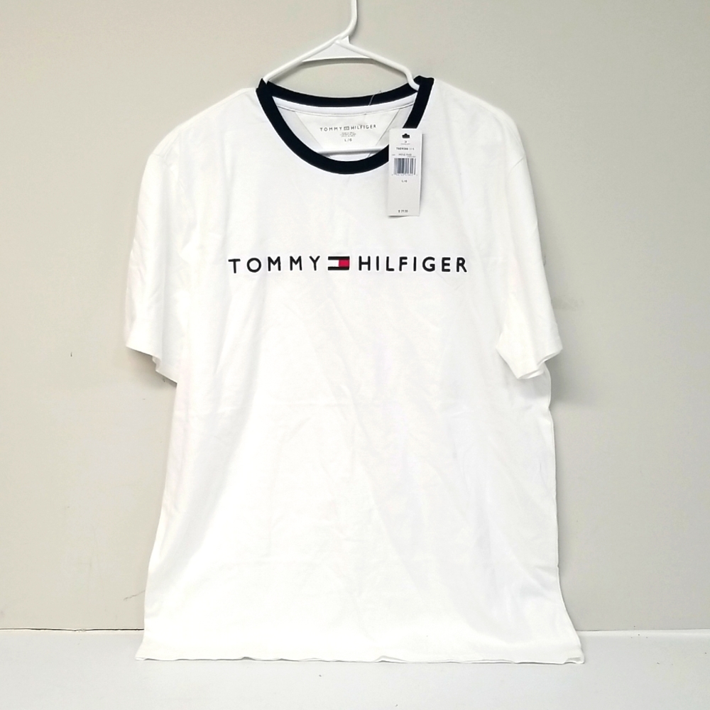 NWT Tommy Hilfiger White Men T Shirt Short Sleeve Sz Large